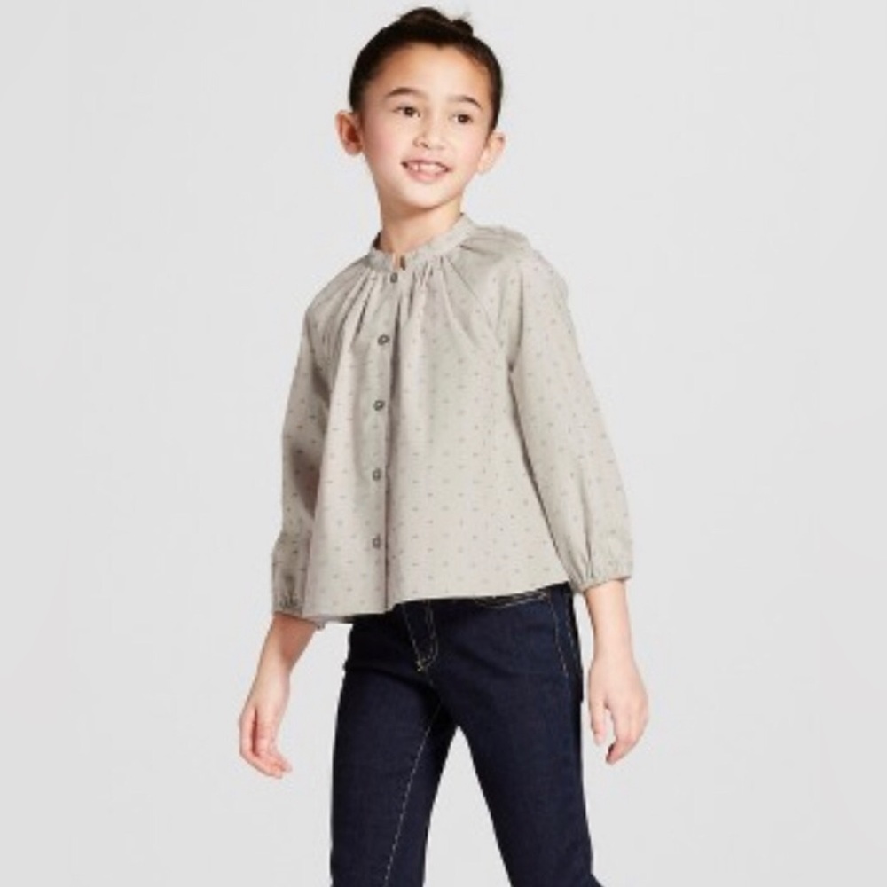 NWOT Victoria Beckham for Target Sage Green Swiss Dot Shirt - Size S (Girls)